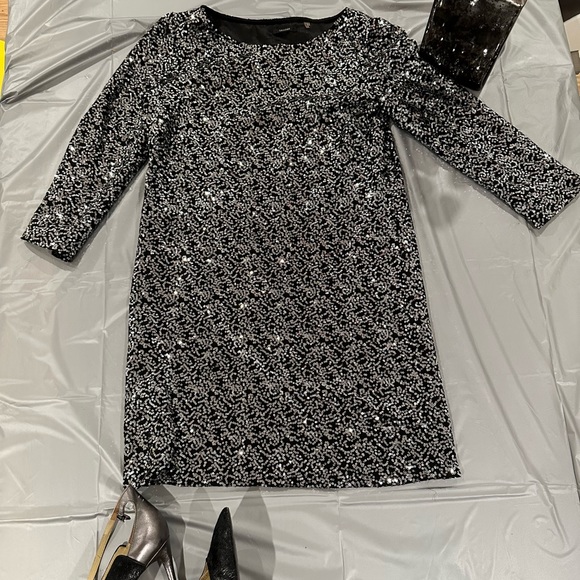 tahari silver sequin dress Tahari Asl Surplice Sequined Dress